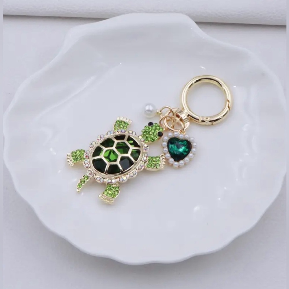 Brand New Elegant Rhinestone & Crystal Sea-Turtle Charm Keychain for Bag & Purse